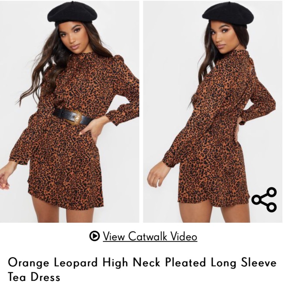SOLD‼️NWT PrettyLittleThing orange leopard dress - Picture 1 of 7